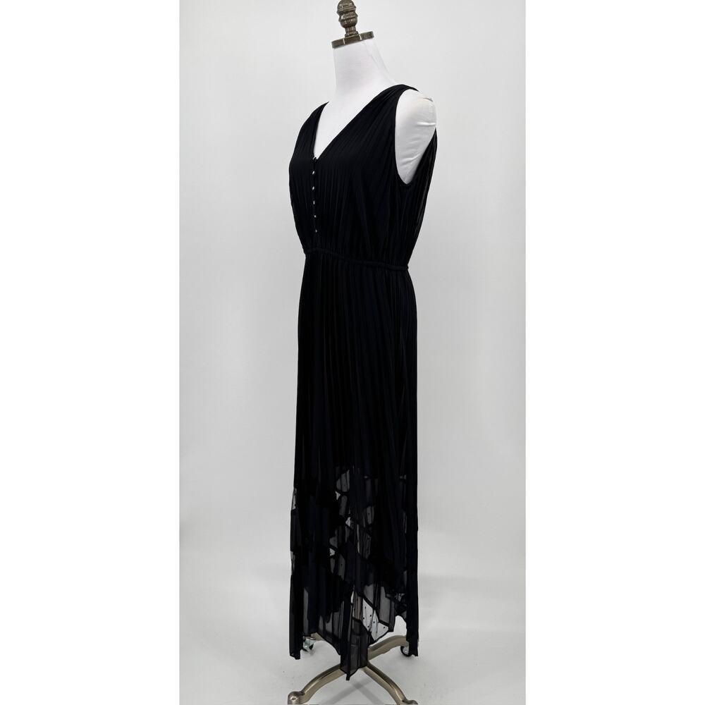 The Kooples Black Lace Embroidered Pleated Crepe Midi Dress Sz 3 US S - Picture 4 of 8